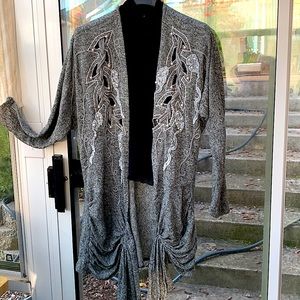 Grey Cardigan Jacket With Long Sleeves